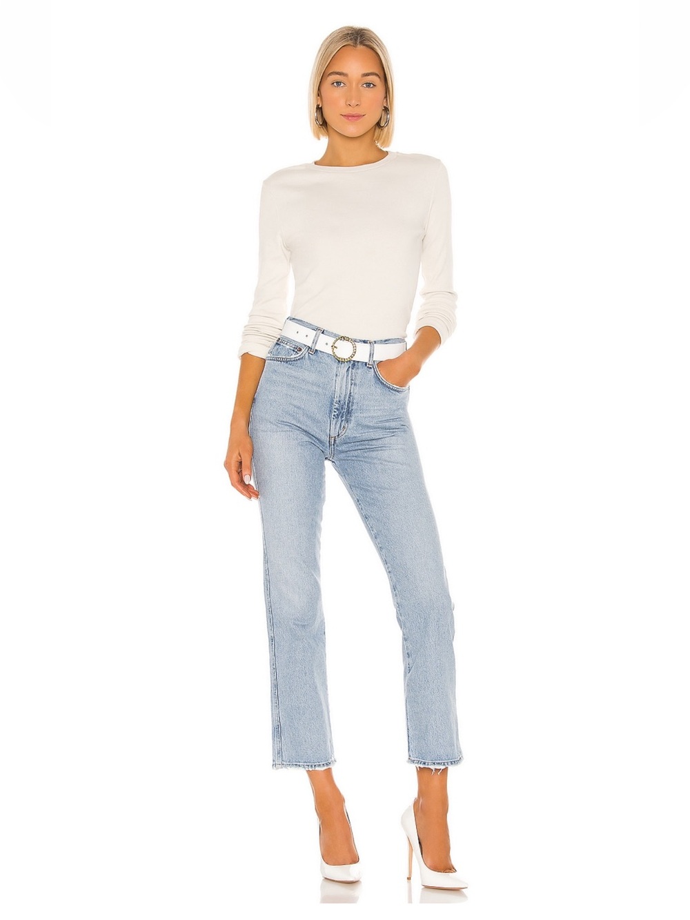 Agolde Pinch Waist High Rise Kick Jeans in Riptide